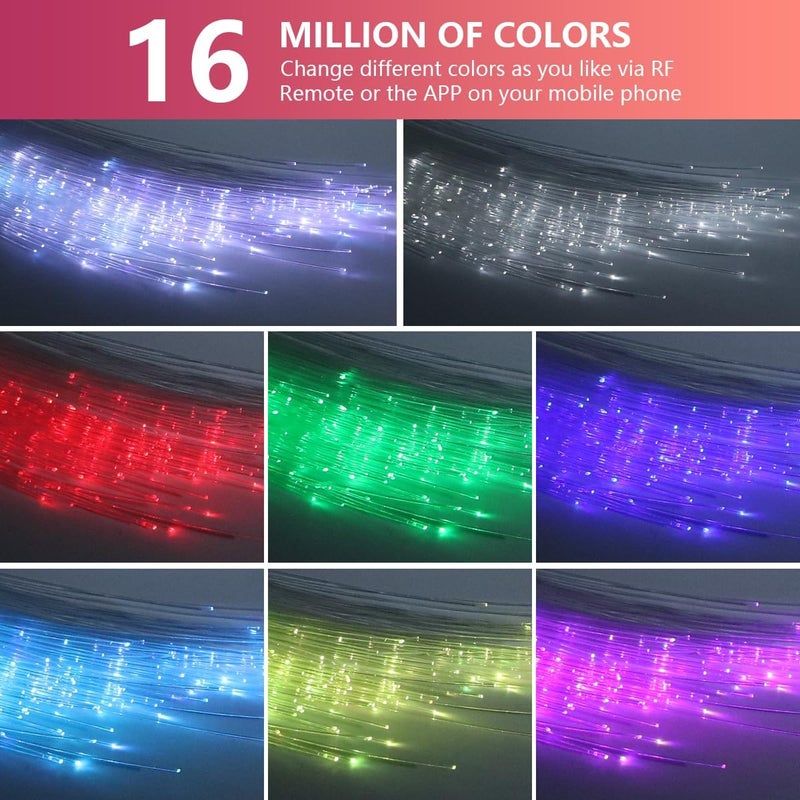 WEBUPAR Car Starlight Headliner Kit, Shooting Stars + Twinkle + Sound Activate RGBW Fiber Optic Lights with Bluetooth APP & Remote Control, 500 pcs*0.03in*9.8ft, Star Lights for Car Decor - Image 4